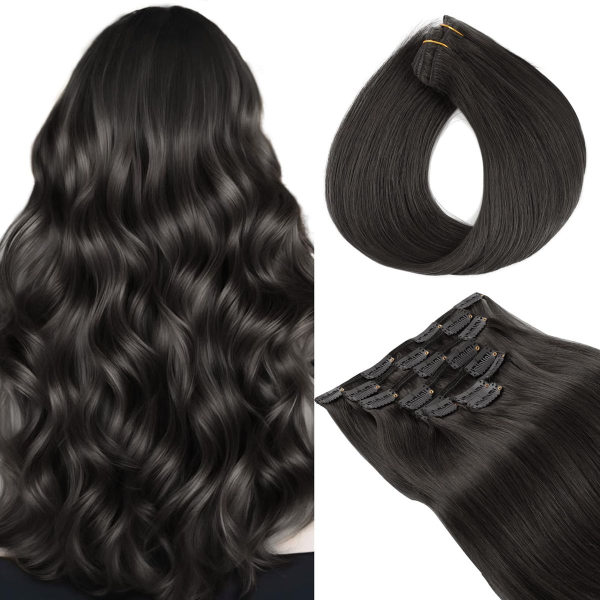 wavy clip in hair extensions made from human hair