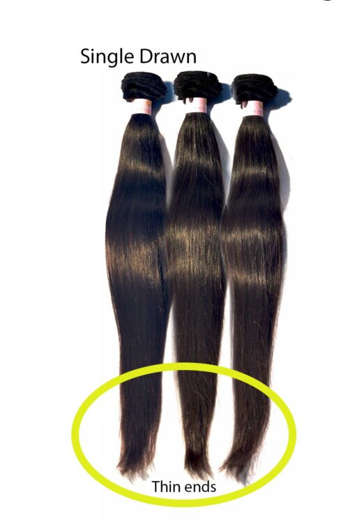 single drawn weft hair with thin ends